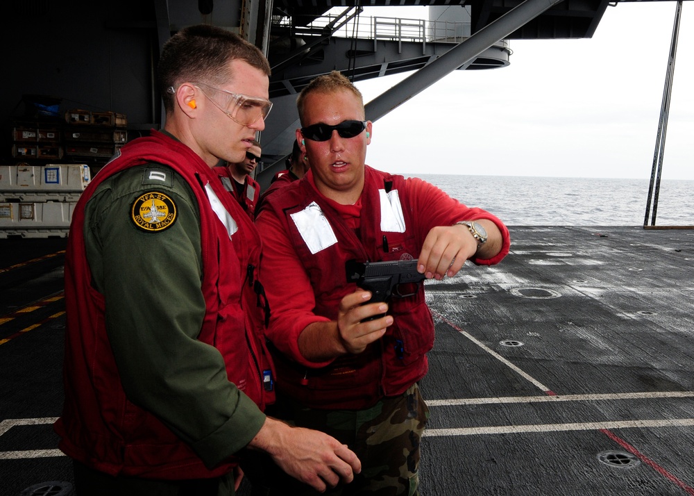 Small arms qualifications aboard USS George Washington