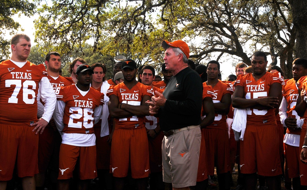 University of Texas football players and coaches show appreciation to Texas Guardsmen