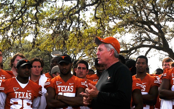 University of Texas football players and coaches show appreciation to Texas Guardsmen