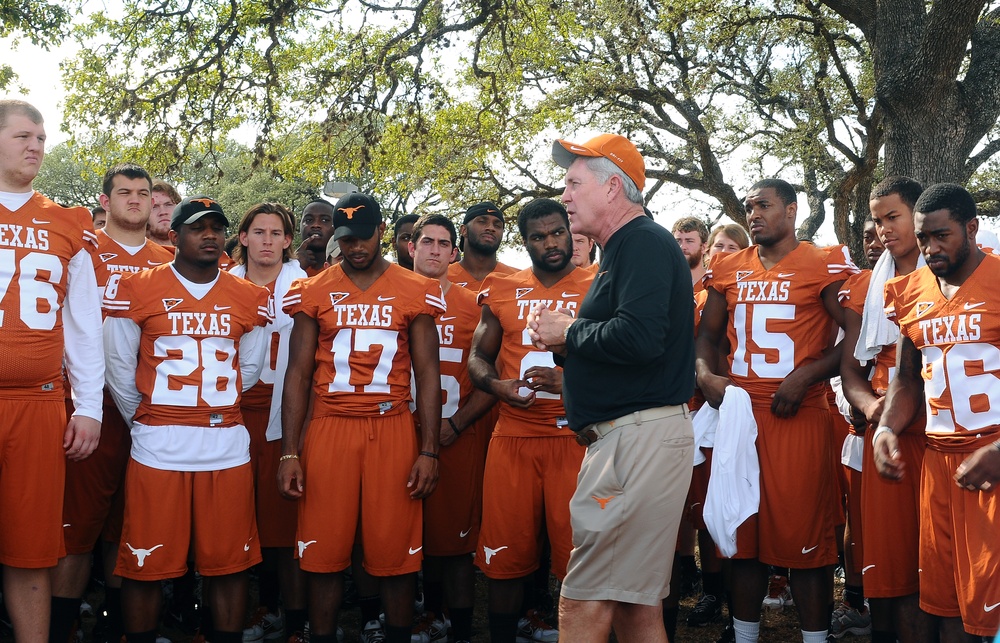 University of Texas football players and coaches show appreciation to Texas Guardsmen