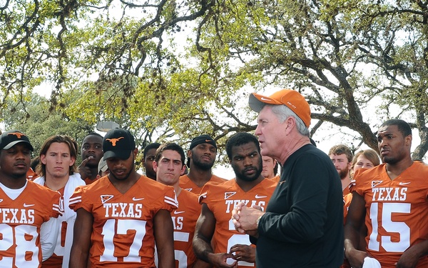 University of Texas football players and coaches show appreciation to Texas Guardsmen