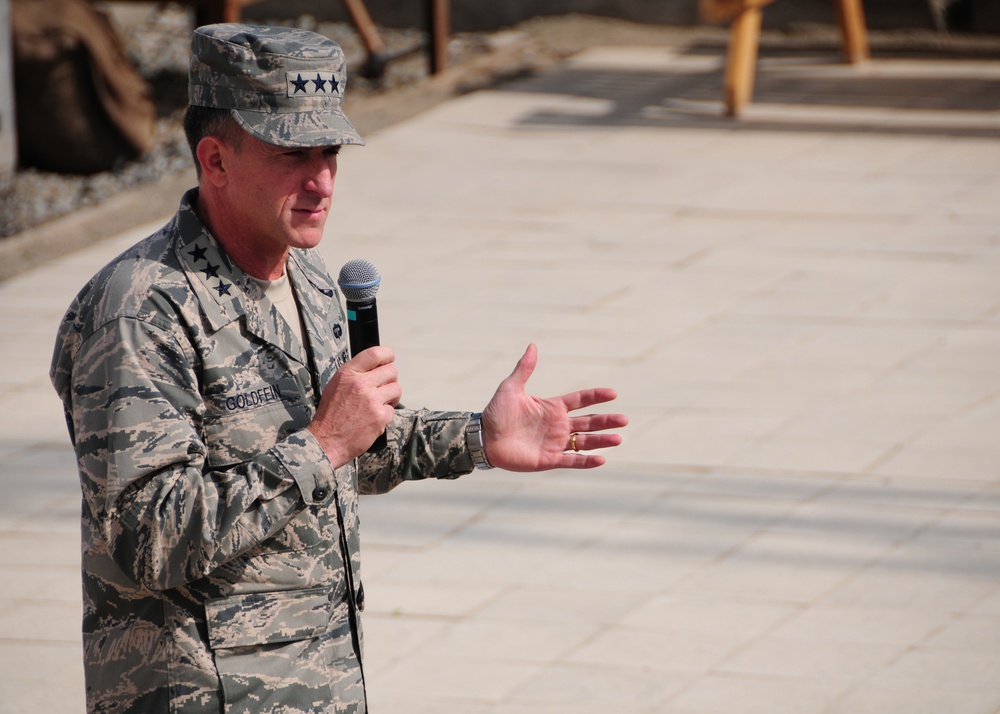 US Air Force Lt. Gen. David Goldfein visits the 438th AEW