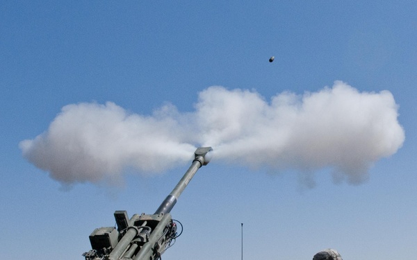 Field artillery hits target