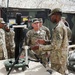 BG Dahl speaks with 710th soldier on mortar system