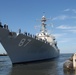 The Arleigh Burke-class guided-missile destroyer  USS Mason (DDG 87) departs Naval Station Norfolk in advance of Hurricane Irene