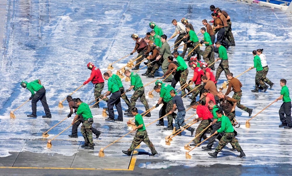 Flight deck wash down aboard USS George Washington