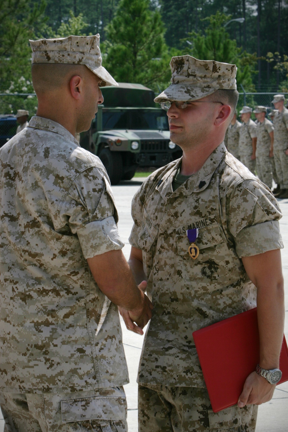 Sergeant receives Purple Heart, shares experience with Marines