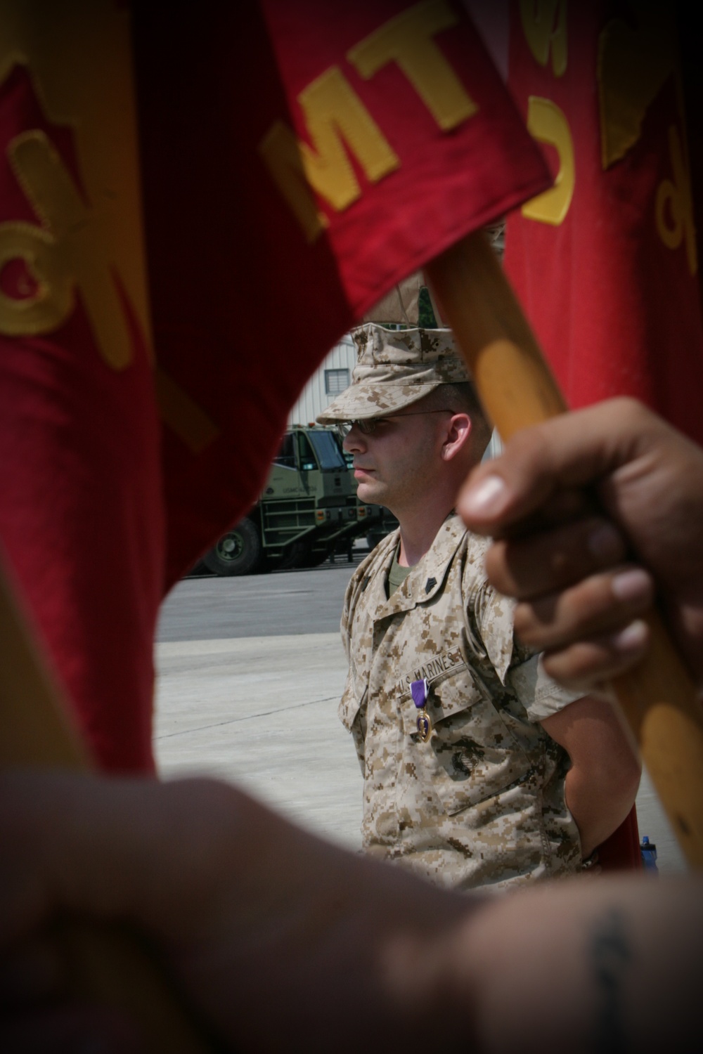 Sergeant receives Purple Heart, shares experience with Marines