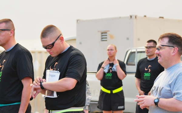 First runners line up on Forward Operating Base Sharana for Hood to Coast