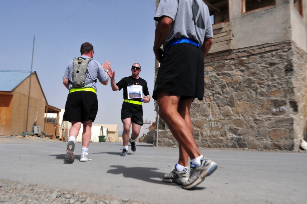 Soldiers continue Hood to Coast Relay in Sharana, Afghanistan