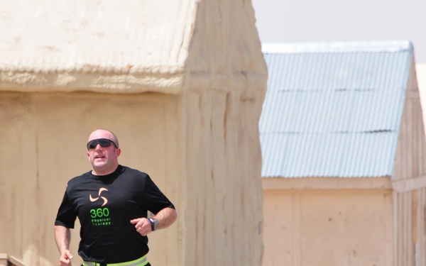 Team Warrior team captain finishes second leg during Hood to Coast Satellite Run