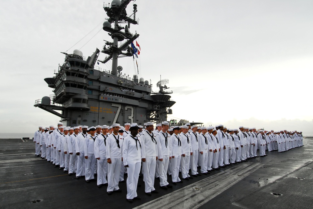 Sailors hold formation