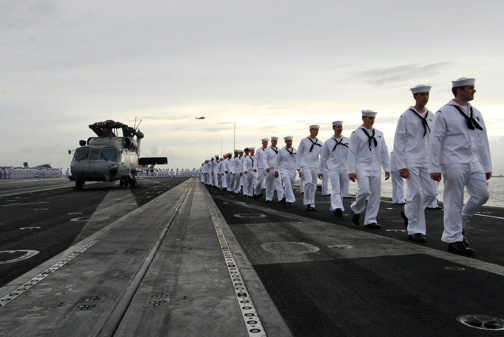 Sailors hold formation