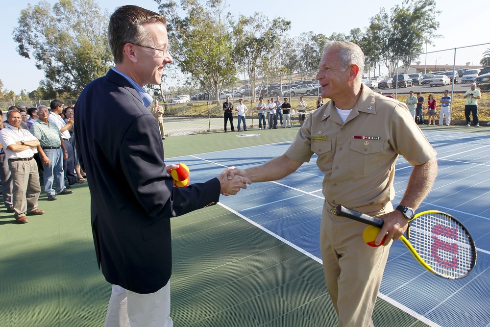 Tennis court ribbon cutting ceremoy at Naval Weapons Station Seal Beach