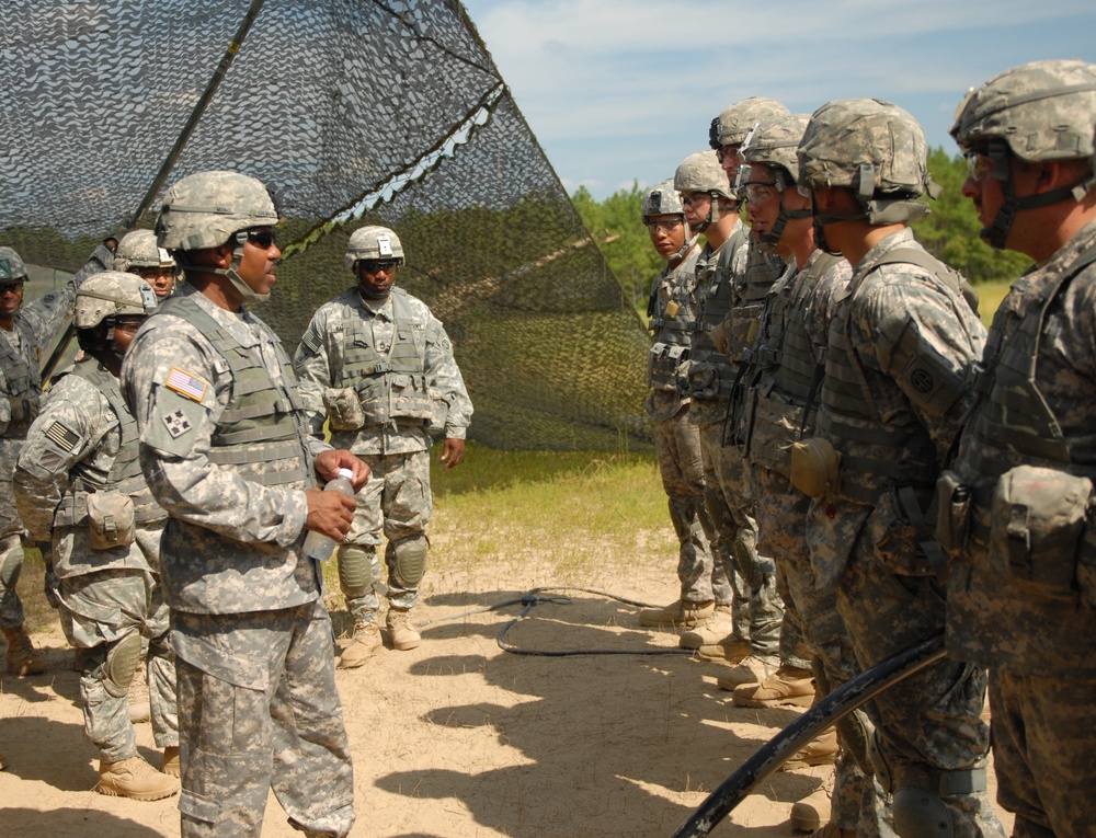 Command Sgt. Maj. Dwight Morrisey visits the 18th Fires Brigade