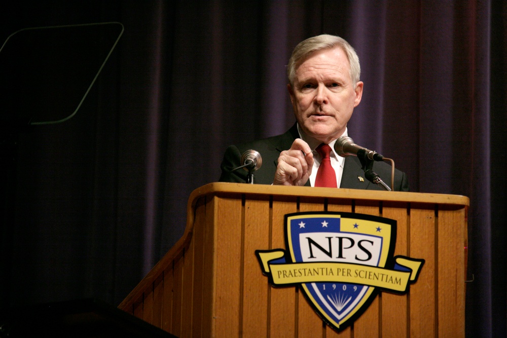 Ray Mabus lectures at Naval Postgraduate School