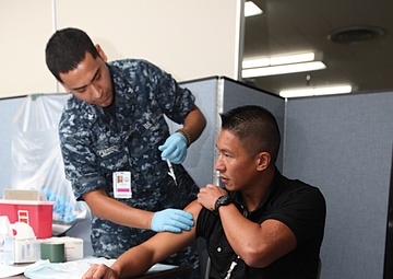 US Naval Hospital holds pandemic shot exercise