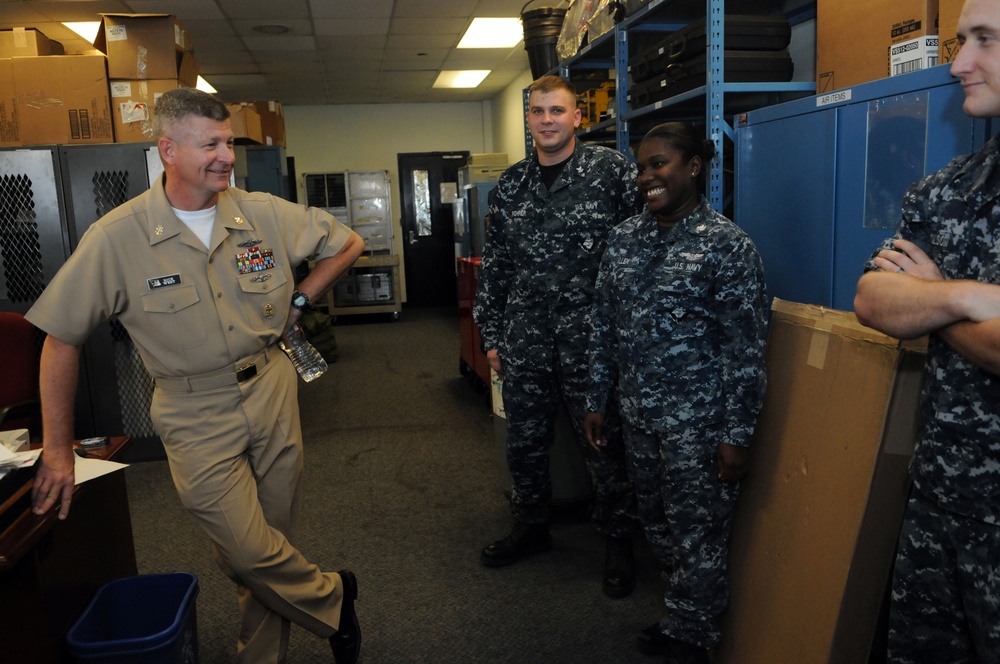 Master Chief Petty Officer of the Navy Rick D. West meets with sailors