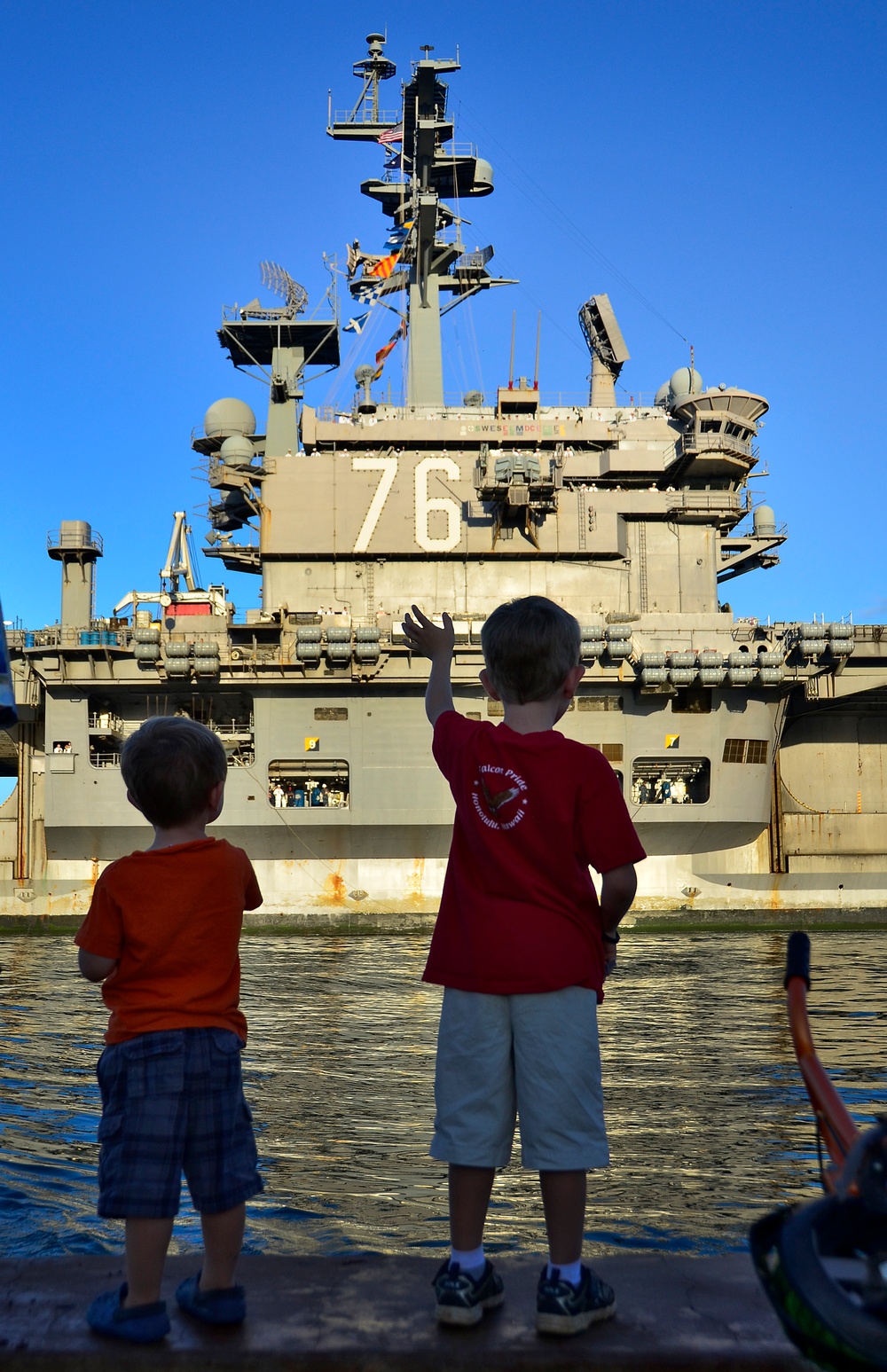 Friends and family greet USS Ronald Reagan