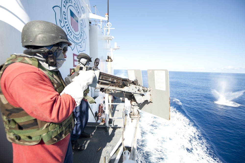 USCGC Forward crew conducts gun shoot at sea