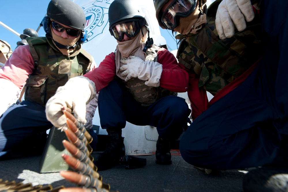 USCGC Forward crew conducts gun shoot at sea