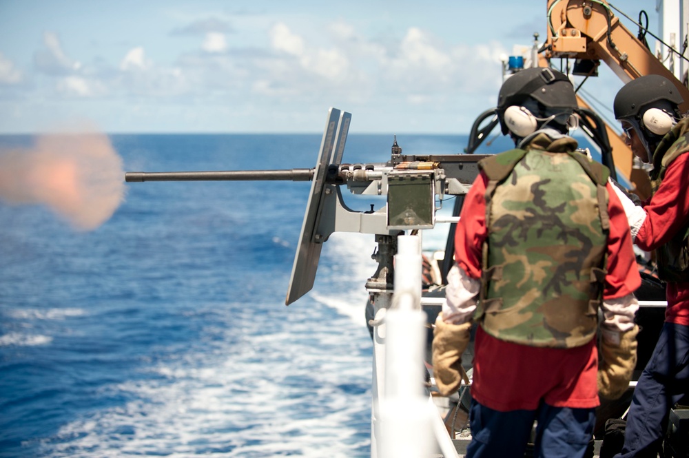 USCGC Forward crew conducts gun shoot at sea
