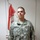 A U.S. Army soldier named Fortin stands at attention in Army Combat Uniform (ACU) digital camouflage pattern. The soldier is posed in front of what appears to be a U.S. Army Corps of Engineers guidon or flag. A parachutist badge (jump wings) is visible on the uniform.