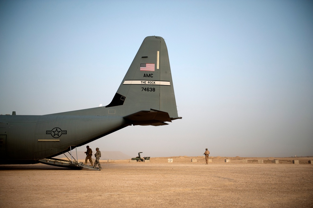 Boarding a C-130J from the 19th Airlift Wing