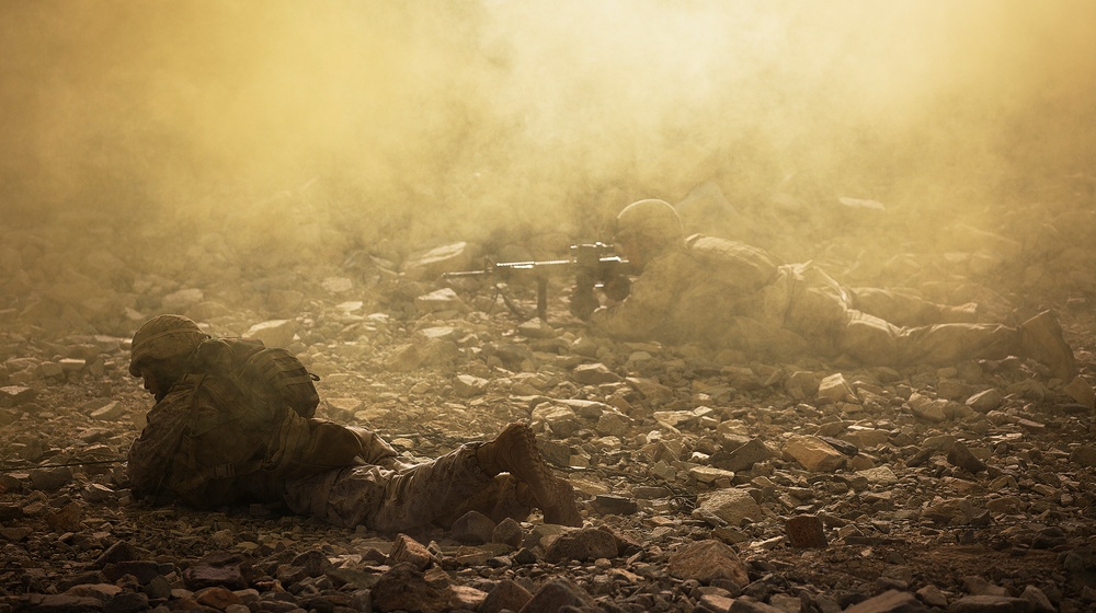 Striking at sunrise: 3/3 Kilo Marines perform platoon attacks during Enhanced Mojave Viper exercise
