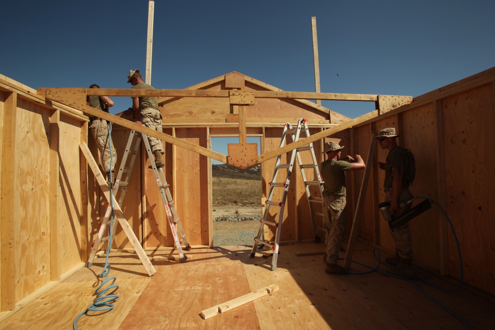 Marines, sailors build structures during training