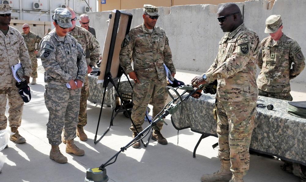 CSM Hill examines enabler equipment during the CSM Conference