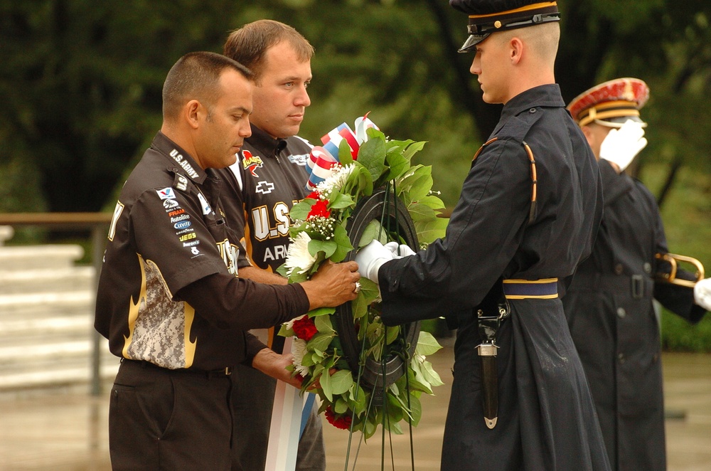 Schumacher, Newman place wreath at Arlington Schumacher, Newman place wreath at Arlington