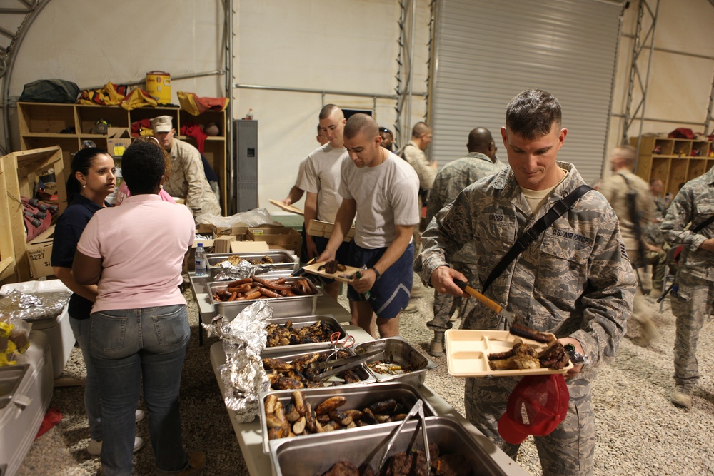 Service members and firefighters honor fallen heroes during 9/11 cookout