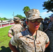Karate instructor drop kicks recruit training