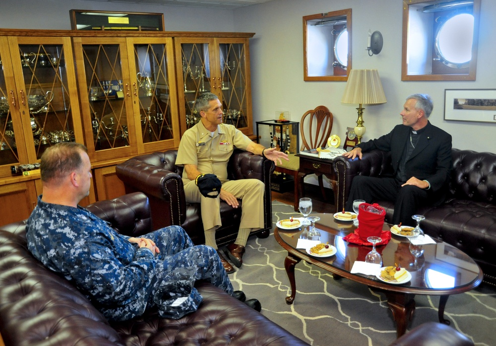 USS George Washington sailors meet with Bishop Richard Spencer