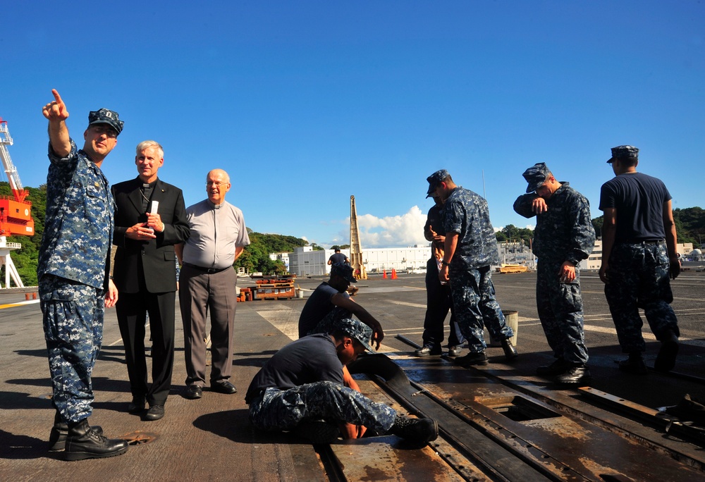 USS George Washington sailors meet with Bishop Richard Spencer