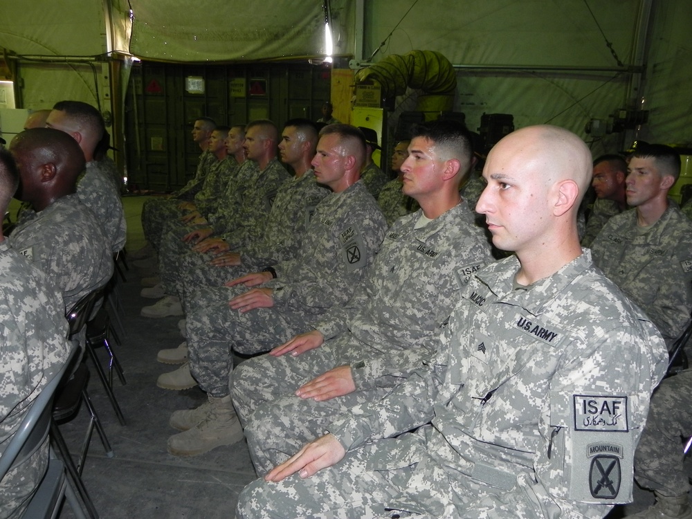 Task Force Six Shooters inducts 28 soldiers into NCO Corps