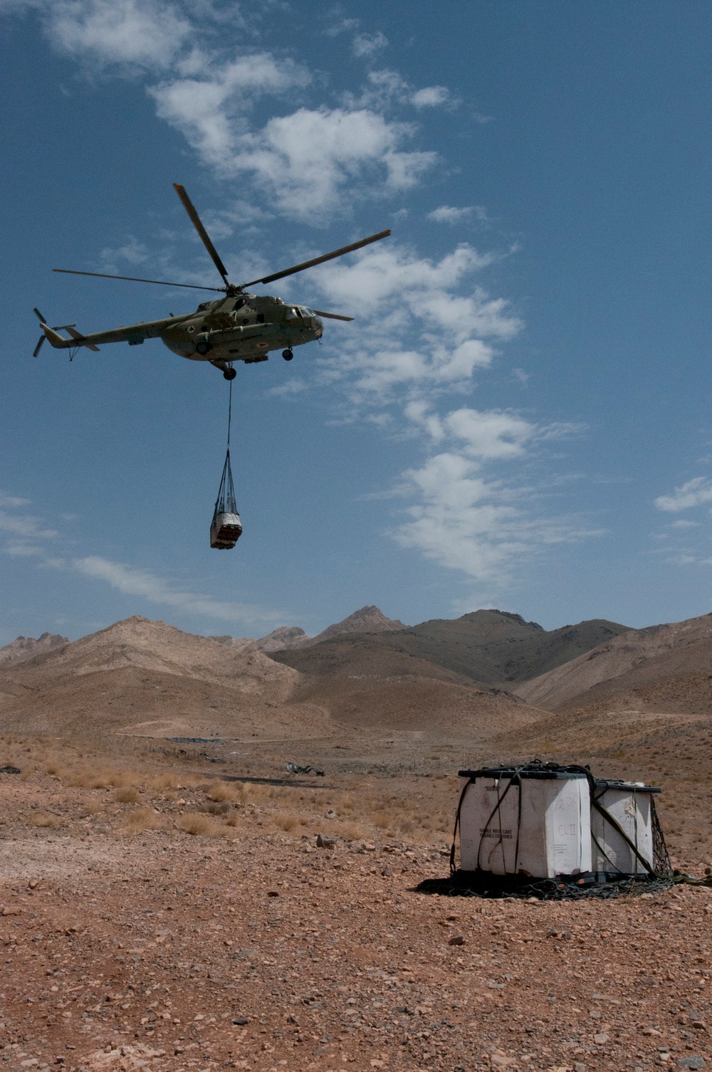 Kandahar Air Wing’s Mi-17s use sling loads to deliver supplies