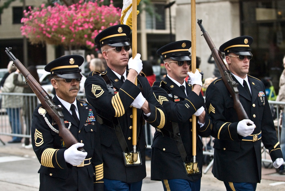 372nd Engineer Brigade Honor Guard march through Minneapolis