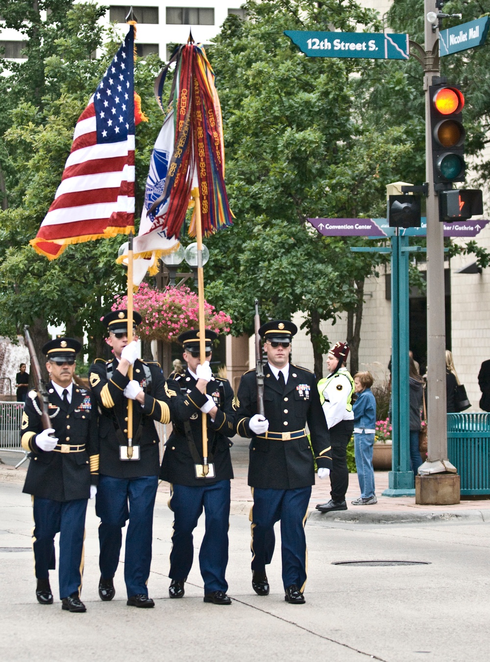 372nd Engineer Brigade Honor stay in step during parade on September 17