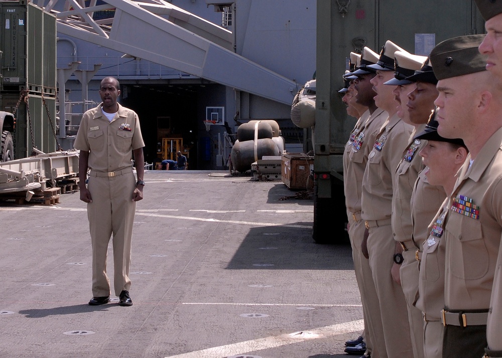 USS Whidbey Island chief petty officer pinning ceremony