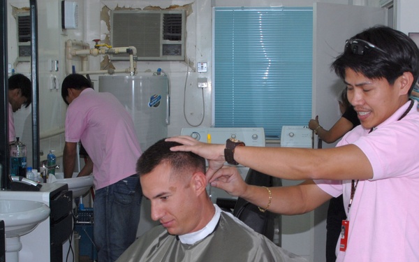Laundry room becomes barber shop