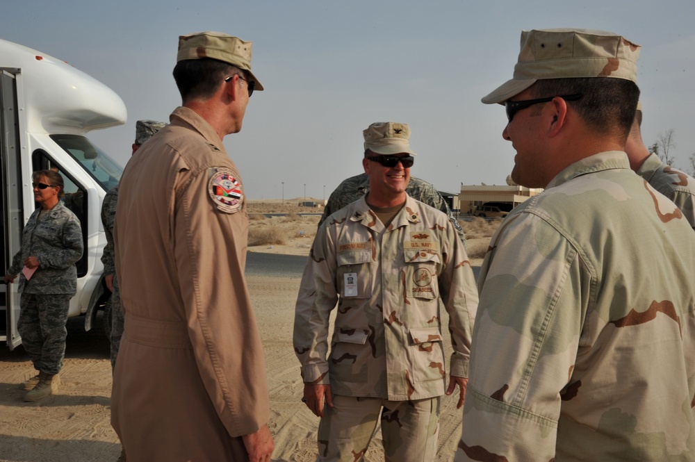 Maj. Gen. Jim Jones tours an undisclosed location in Southwest Asia