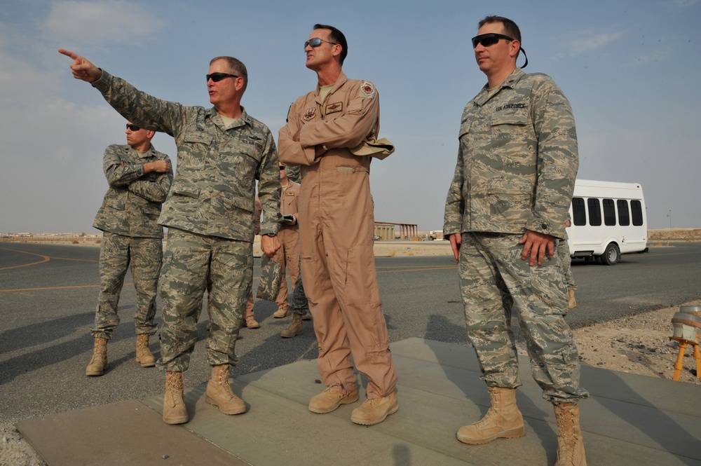 Maj. Gen. Jim Jones tours an undisclosed location in Southwest Asia
