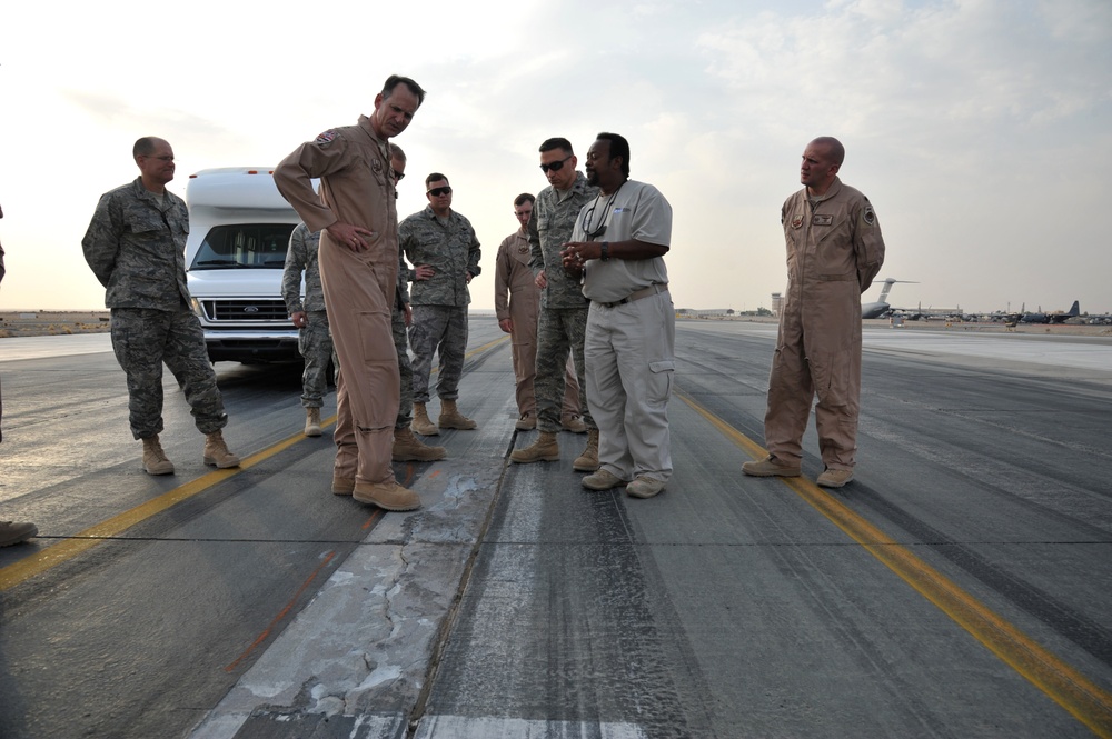Maj. Gen. Jim Jones tours an undisclosed location in Southwest Asia