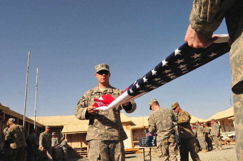Mass flag-flying on Forward Operating Base Sharana marks 10th anniversary of 9/11
