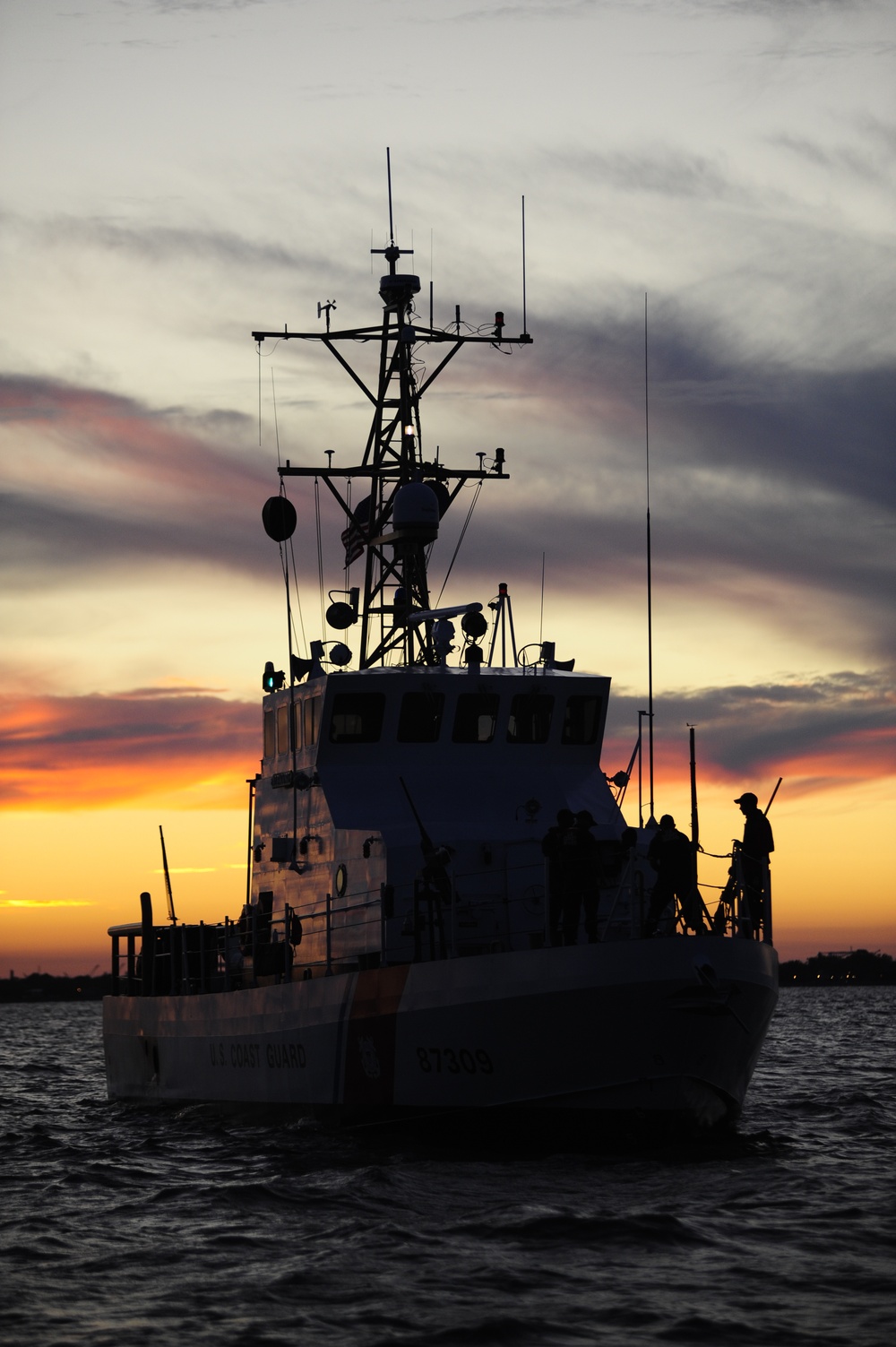 Coast Guard Cutter Albacore in the sunset