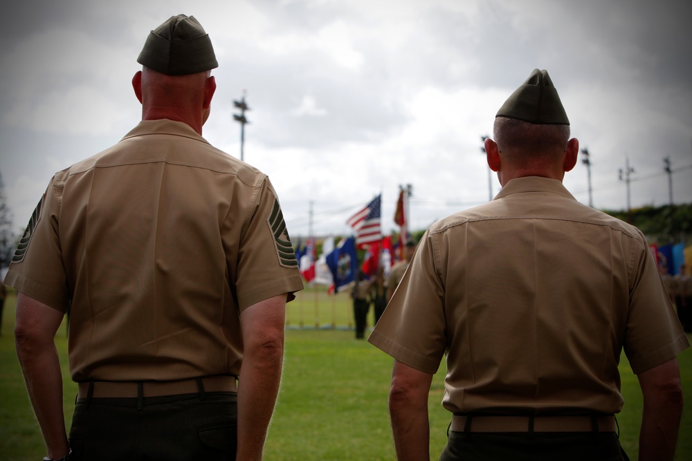 Master Gunnery Sgt. Bradford P. Adams retires