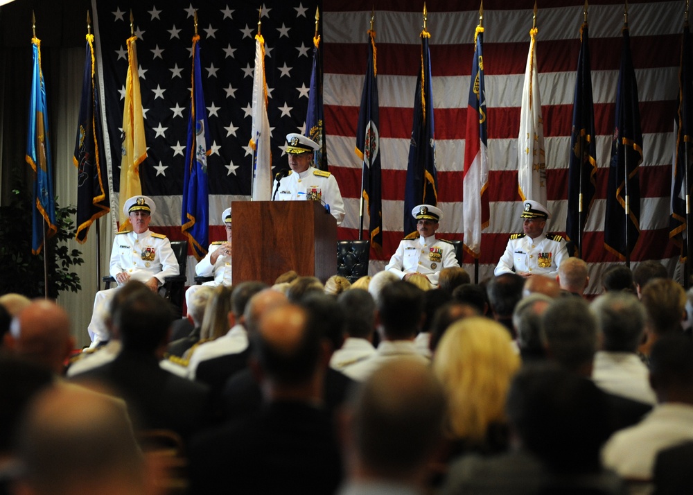 Change of command ceremony at Naval Station Norfolk