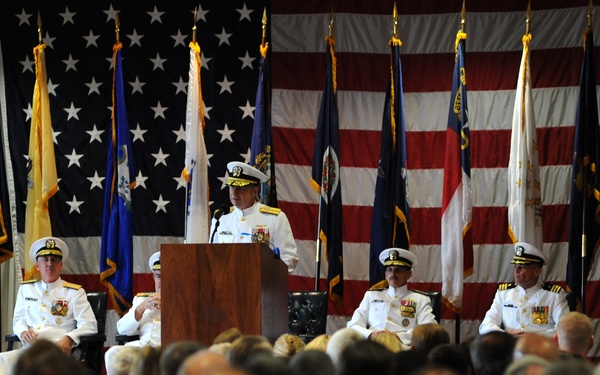 Change of command ceremony at Naval Station Norfolk